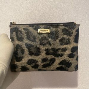 Kate Spade Black and Grey Leopard Pouch / Wallet